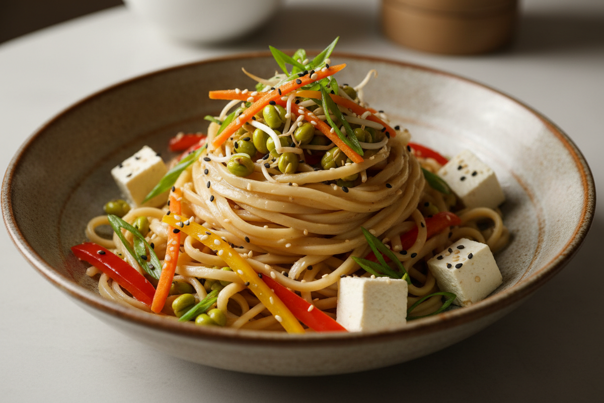 Sprouted jowar noodles tossed with paneer, sprouted green gram and vegetables