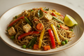 Green-toned sprouted kodo millet and moringa vermicelli with a tempering
